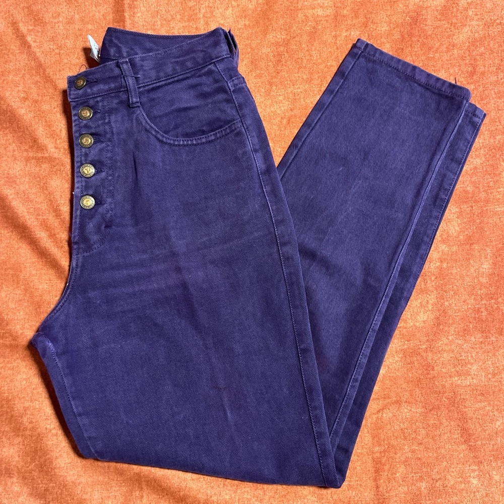 Vintage 80s/90s Golden Star Purple Button Fly High Rise Denim Jeans